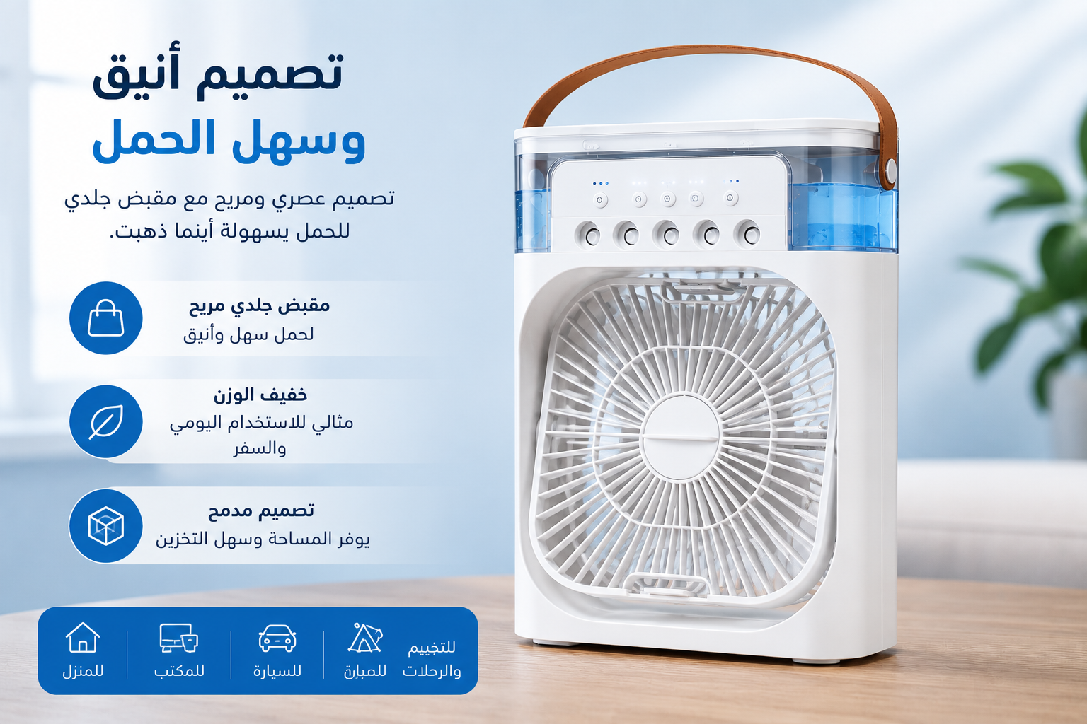 مروحة مبرد الهواء الذكية المحمولة مع رذاذ | Breeze Store DZ